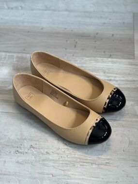 Janie and Jack Cap Toe Ballet Flats with Leopard Print Trim Girls Size 4